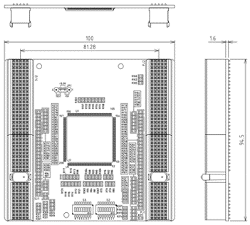 Compact PCIバスブリッジモジュール(32bit)の外形図