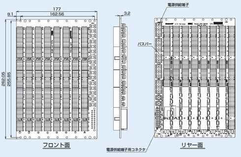 Compact PCI-6Uバックボード（PICMG2.16適合タイプ）の外形図