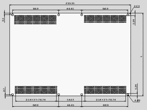 VMEユニバーサルユーロカード（ＧＰファミリー）の外形図